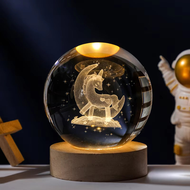 CosmoGlow Crystal Solar System Globe - Elegant Home and Office Décor for Astronomy Enthusiasts