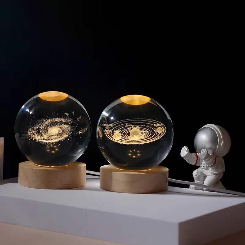 CosmoGlow Crystal Solar System Globe - Elegant Home and Office Décor for Astronomy Enthusiasts