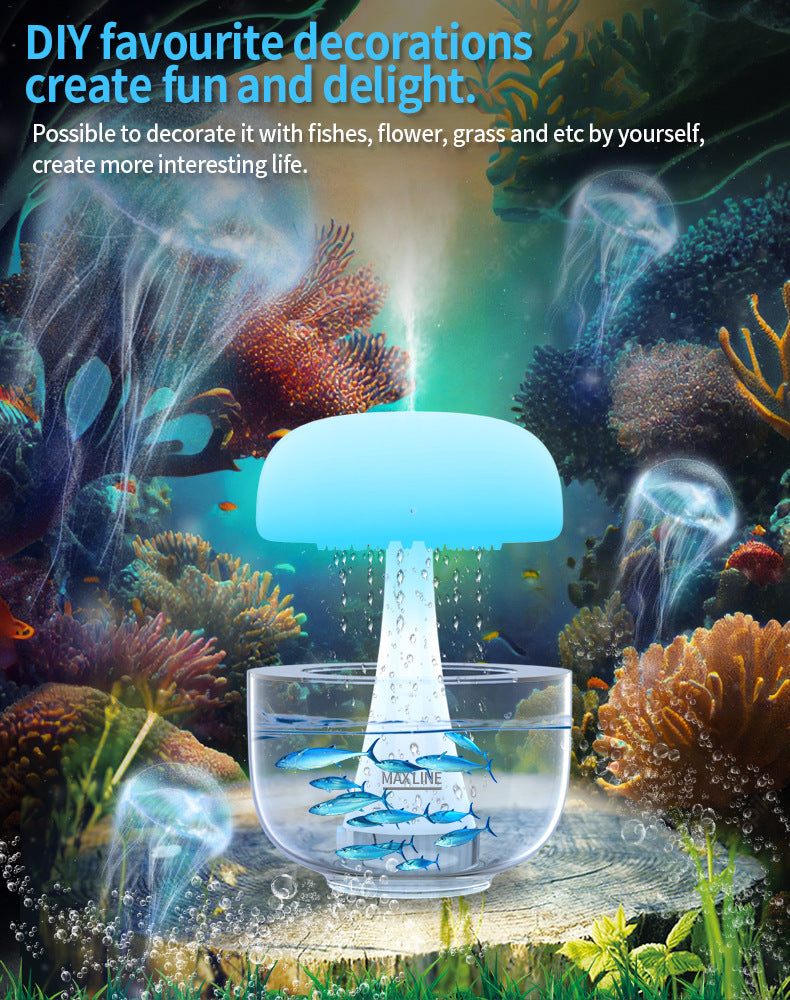 CloudMist Aura – Premium Rain Humidifier with LED Ambiance and Essential Oil Diffuser
