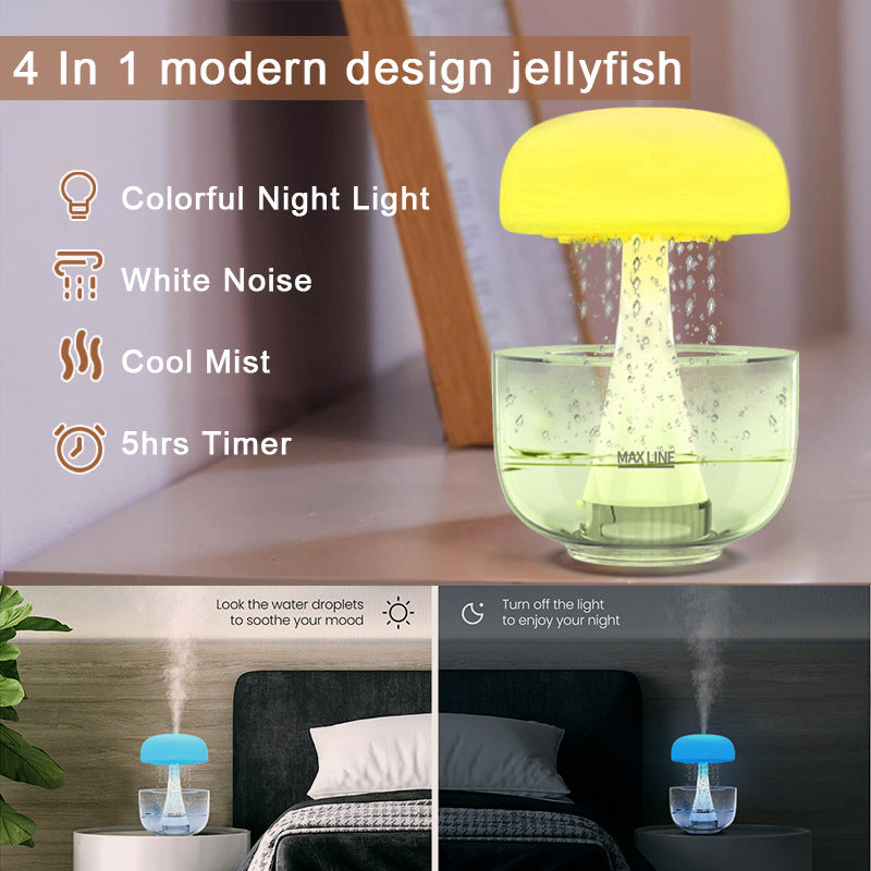 CloudMist Aura – Premium Rain Humidifier with LED Ambiance and Essential Oil Diffuser