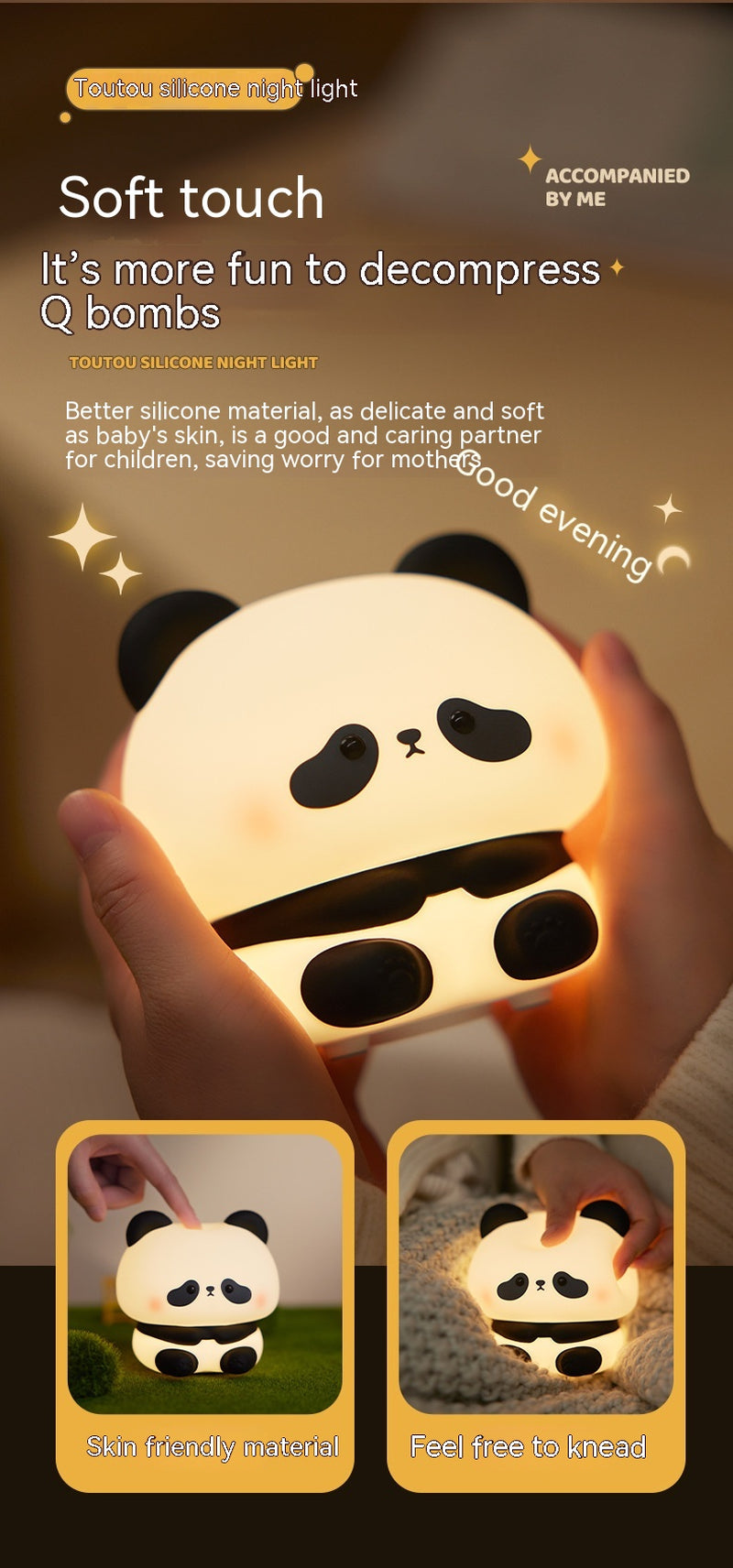 PandaGlow Soft Touch Night Light - The Perfect Bedtime Companion for Kids and Adults