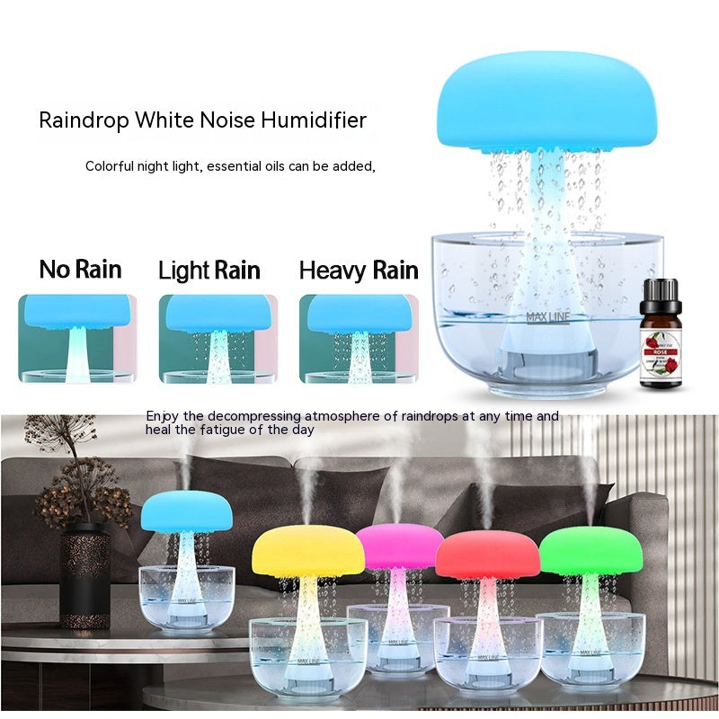CloudMist Aura – Premium Rain Humidifier with LED Ambiance and Essential Oil Diffuser