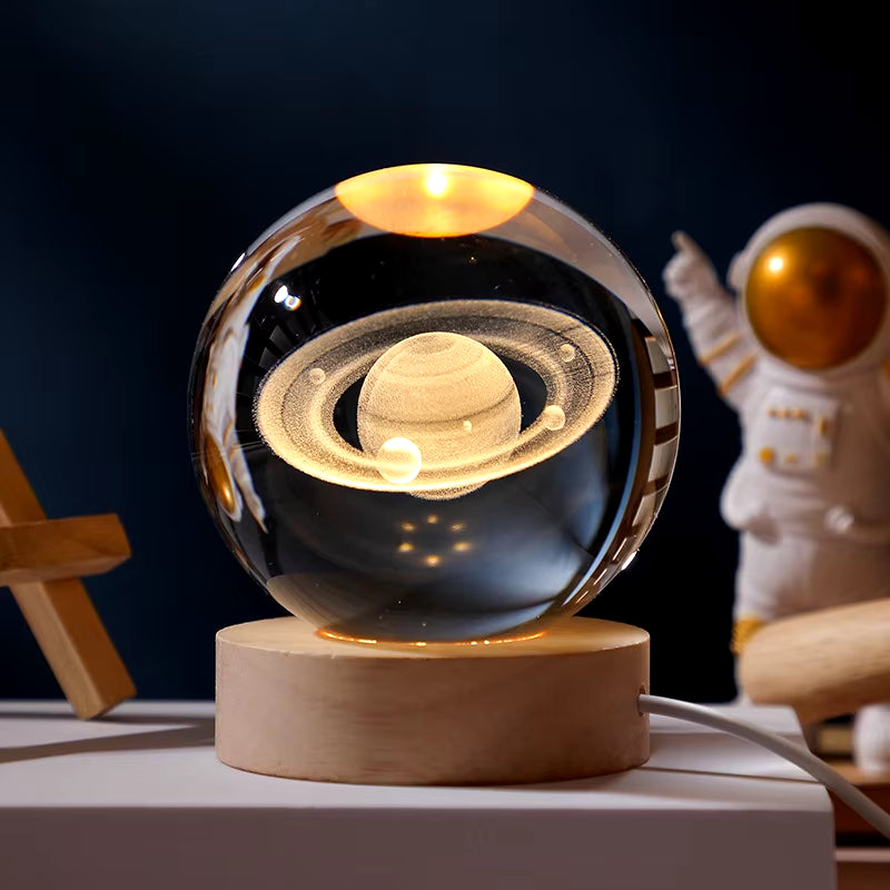 CosmoGlow Crystal Solar System Globe - Elegant Home and Office Décor for Astronomy Enthusiasts
