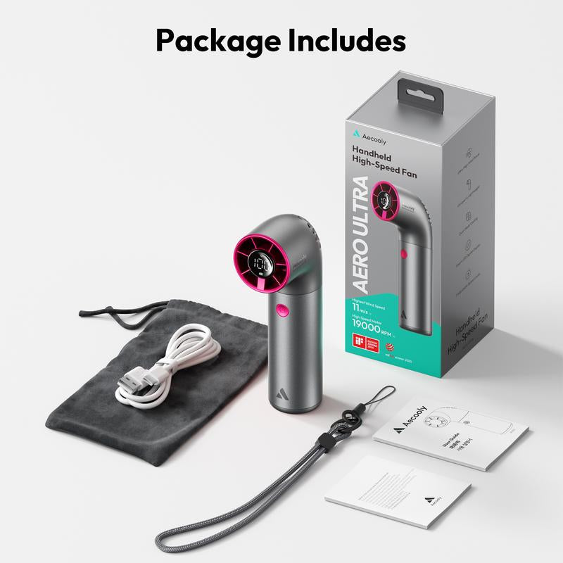 Aecooly TurboJet Mini Fan – Ultra-Compact, High-Performance Cooling with 7 Adjustable Speeds and 15-Hour Battery Life