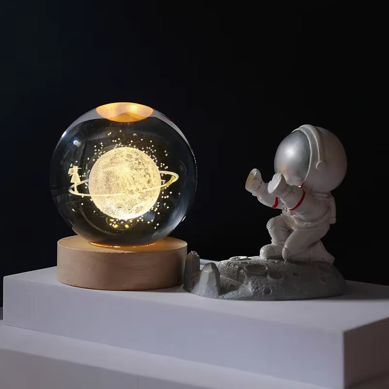 CosmoGlow Crystal Solar System Globe - Elegant Home and Office Décor for Astronomy Enthusiasts