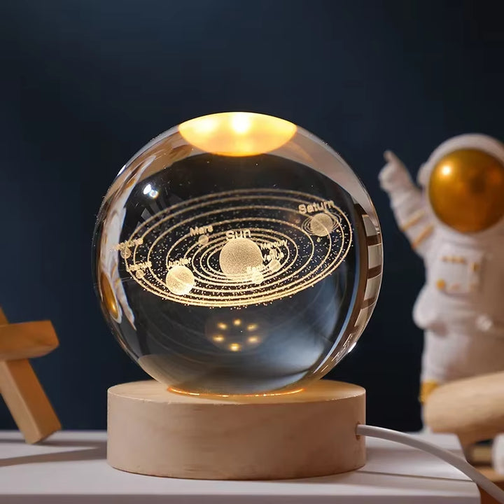 CosmoGlow Crystal Solar System Globe - Elegant Home and Office Décor for Astronomy Enthusiasts