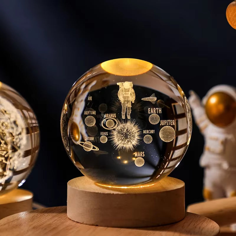 CosmoGlow Crystal Solar System Globe - Elegant Home and Office Décor for Astronomy Enthusiasts