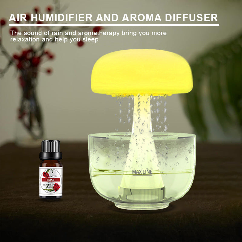 CloudMist Aura – Premium Rain Humidifier with LED Ambiance and Essential Oil Diffuser