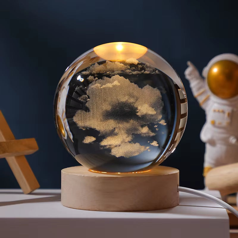 CosmoGlow Crystal Solar System Globe - Elegant Home and Office Décor for Astronomy Enthusiasts