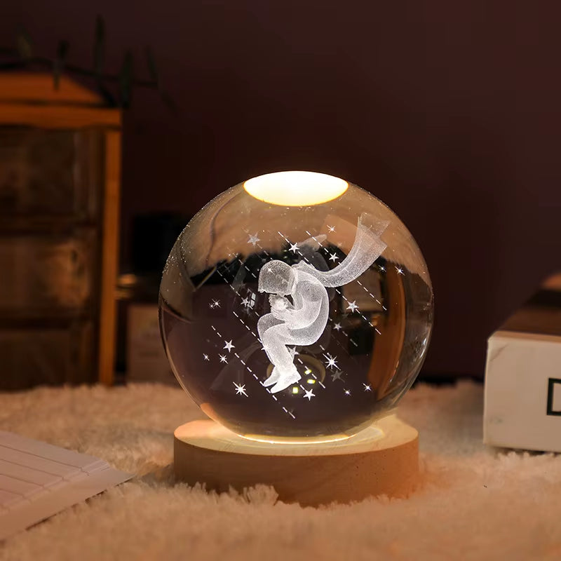 CosmoGlow Crystal Solar System Globe - Elegant Home and Office Décor for Astronomy Enthusiasts